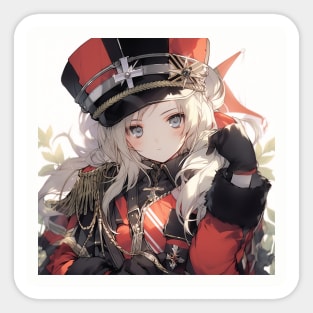 Redcoat Beauty - Elegant Anime Lady in British Army Attire Sticker